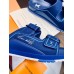 Louis Vuitton LV Trainer Mules In Blue Suede Leather