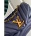 Louis Vuitton LV New Wave Chain MM Bag In Navy Blue Leather M20615 Louis Vuitton LV New Wave Chain MM Bag In Navy Blue Leather M20615