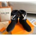 Louis Vuitton Snowdrop Flat Ankle Boots In Black Suede with Shearling