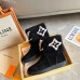 Louis Vuitton Snowdrop Flat Ankle Boots In Black Suede with Shearling