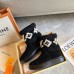 Louis Vuitton Snowdrop Flat Ankle Boots In Black Suede with Shearling