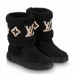 Louis Vuitton Snowdrop Flat Ankle Boots In Black Suede with Shearling