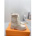 Louis Vuitton Territory Flat Ranger Boots In Cream Leather with Wool Louis Vuitton Territory Flat Ranger Boots In Cream Leather with Wool