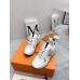 Louis Vuitton Women's White Run Away Sneakers with Gold Details Louis Vuitton Women's White Run Away Sneakers with Gold Details