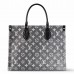 Louis Vuitton OnTheGo MM Bag In Grey Monogram Denim M46448
