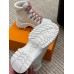 Louis Vuitton Ruby Flat Ranger Boots In White Leather