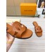Louis Vuitton LV Isola Flat Slides In Brown Calfskin