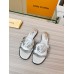 Louis Vuitton LV Isola Flat Slides In Silver Metallic Leather