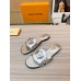 Louis Vuitton LV Isola Flat Slides In Silver Metallic Leather