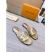 Louis Vuitton LV Isola Flat Slides In Gold Metallic Leather