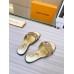Louis Vuitton LV Isola Flat Slides In Gold Metallic Leather