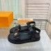 Louis Vuitton LV Sunset Comfort Flat Sandals In Black Leather Louis Vuitton LV Sunset Comfort Flat Sandals In Black Leather