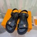 Louis Vuitton LV Sunset Comfort Flat Sandals In Black Leather Louis Vuitton LV Sunset Comfort Flat Sandals In Black Leather
