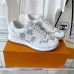 Louis Vuitton Men's Run Away Sneakers in White Damier-embossed Leather Louis Vuitton Men's Run Away Sneakers in White Damier-embossed Leather