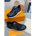 Louis Vuitton Men's Run Away Sneakers in Black Damier-embossed Leather Louis Vuitton Men's Run Away Sneakers in Black Damier-embossed Leather