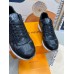 Louis Vuitton Men's Run Away Sneakers in Black Damier-embossed Leather Louis Vuitton Men's Run Away Sneakers in Black Damier-embossed Leather