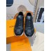 Louis Vuitton Men's Run Away Sneakers in Black Damier-embossed Leather Louis Vuitton Men's Run Away Sneakers in Black Damier-embossed Leather