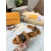 Louis Vuitton Lock It Flat Mules in Mink Fur with Monogram Canvas