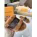 Louis Vuitton Lock It Flat Mules in Mink Fur with Monogram Canvas