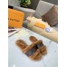 Louis Vuitton Lock It Flat Mules in Mink Fur with Monogram Canvas