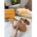Louis Vuitton Lock It Flat Mules in Mink Fur with Monogram Canvas