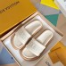 Louis Vuitton LV Bliss Comfort Mules in White Canvas with Leather Louis Vuitton LV Bliss Comfort Mules in White Canvas with Leather