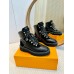 Louis Vuitton Territory Flat Ranger Boots in Black Leather and Suede
