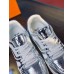 Louis Vuitton Men's LV Trainer Sneakers In Silver Metallic Leather