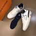 Louis Vuitton Men's LV Trainer Sneakers In White/Blue Leather