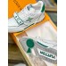 Louis Vuitton Men's LV Trainer Sneakers In White/Green Calfskin
