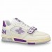 Louis Vuitton Men's LV Trainer Sneakers In White/Purple Calfskin