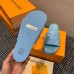 Louis Vuitton Jumbo Flatform Mules In Blue Monogram Lambskin