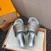 Louis Vuitton Jumbo Flatform Mules In Silver Metallic Lambskin