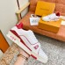 Louis Vuitton Men's White/Red LV Trainer Sneakers with #54