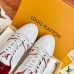 Louis Vuitton Men's White/Red LV Trainer Sneakers with #54
