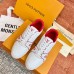 Louis Vuitton Men's White/Red LV Trainer Sneakers with #54