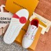 Louis Vuitton Men's White/Red LV Trainer Sneakers with #54