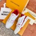 Louis Vuitton Men's White/Red LV Trainer Sneakers with #54