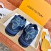Louis Vuitton Men's LV Trainer Sneakers In Blue Denim Leather Louis Vuitton Men's LV Trainer Sneakers In Blue Denim Leather