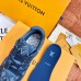 Louis Vuitton Men's LV Trainer Sneakers In Blue Denim Leather Louis Vuitton Men's LV Trainer Sneakers In Blue Denim Leather