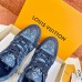 Louis Vuitton Men's LV Trainer Sneakers In Blue Denim Leather Louis Vuitton Men's LV Trainer Sneakers In Blue Denim Leather