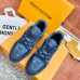 Louis Vuitton Men's LV Trainer Sneakers In Blue Denim Leather Louis Vuitton Men's LV Trainer Sneakers In Blue Denim Leather