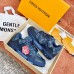 Louis Vuitton Men's LV Trainer Sneakers In Blue Denim Leather Louis Vuitton Men's LV Trainer Sneakers In Blue Denim Leather