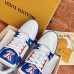 Louis Vuitton Men's LV Trainer Sneakers In Blue/White Leather Louis Vuitton Men's LV Trainer Sneakers In Blue/White Leather
