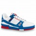 Louis Vuitton Men's LV Trainer Sneakers In Blue/White Leather Louis Vuitton Men's LV Trainer Sneakers In Blue/White Leather