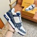 Louis Vuitton Men's LV Trainer Sneakers In Blue Denim with Leather Louis Vuitton Men's LV Trainer Sneakers In Blue Denim with Leather