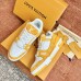 Louis Vuitton Men's LV Trainer Sneakers In Yellow Denim with Leather Louis Vuitton Men's LV Trainer Sneakers In Yellow Denim with Leather