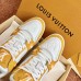 Louis Vuitton Men's LV Trainer Sneakers In Yellow Denim with Leather Louis Vuitton Men's LV Trainer Sneakers In Yellow Denim with Leather