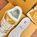 Louis Vuitton Men's LV Trainer Sneakers In Yellow Denim with Leather Louis Vuitton Men's LV Trainer Sneakers In Yellow Denim with Leather