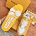 Louis Vuitton Men's LV Trainer Sneakers In Yellow Denim with Leather Louis Vuitton Men's LV Trainer Sneakers In Yellow Denim with Leather